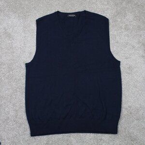 Kallspin Sweater Vest Mens XL -Tall XLT Blue V-Neck Cashmere/Wool Blend Pullover